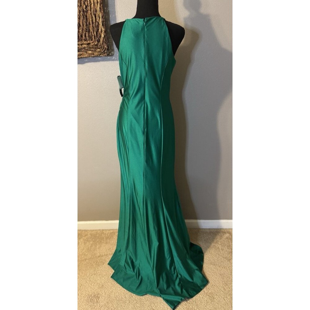 Xscape 10 Emerald Green Formal Gown Side O Waist Gala Prom Wedding Guest NEW - Picture 11 of 16